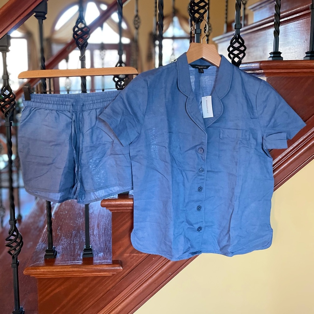Banana Republic Linen Cotton Pajama Short Set